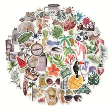 70 шт. Модный летний Стиль растения и животные виниловая наклейка s милый стикер для ноутбука гитара двигатель велосипеда наклейки на компьютер стикер s