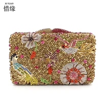 XIYUAN бренд для женщин европейский и американский стиль кристалл Полный алмаз Птицы Цветы вечерние сумки женские сумки через плечо