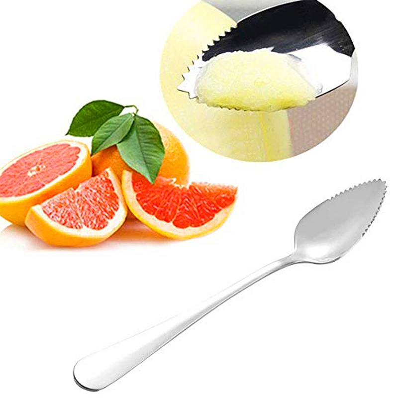 Stainless Steel Sawtooth Spoons Grapefruit Apple Scraper Spoon Fruit Puree Long Handle Multi-functional Baby Food Prepare Tool Stainless Steel Sawtooth Spoons Grapefruit Apple Scraper Spoon Fruit Puree Long Handle Multi-functional Baby Food Prepare Tool
