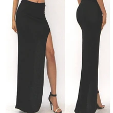 5 шт/лот очаровательные сексуальные повседневные женские длинные юбки разрез сбоку длинная юбка макси однотонная прямая юбка