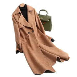 Корейское шерстяное пальто Женская куртка осенне-зимняя куртка женское пальто с узором в елочку двухстороннее шерстяное пальто женские