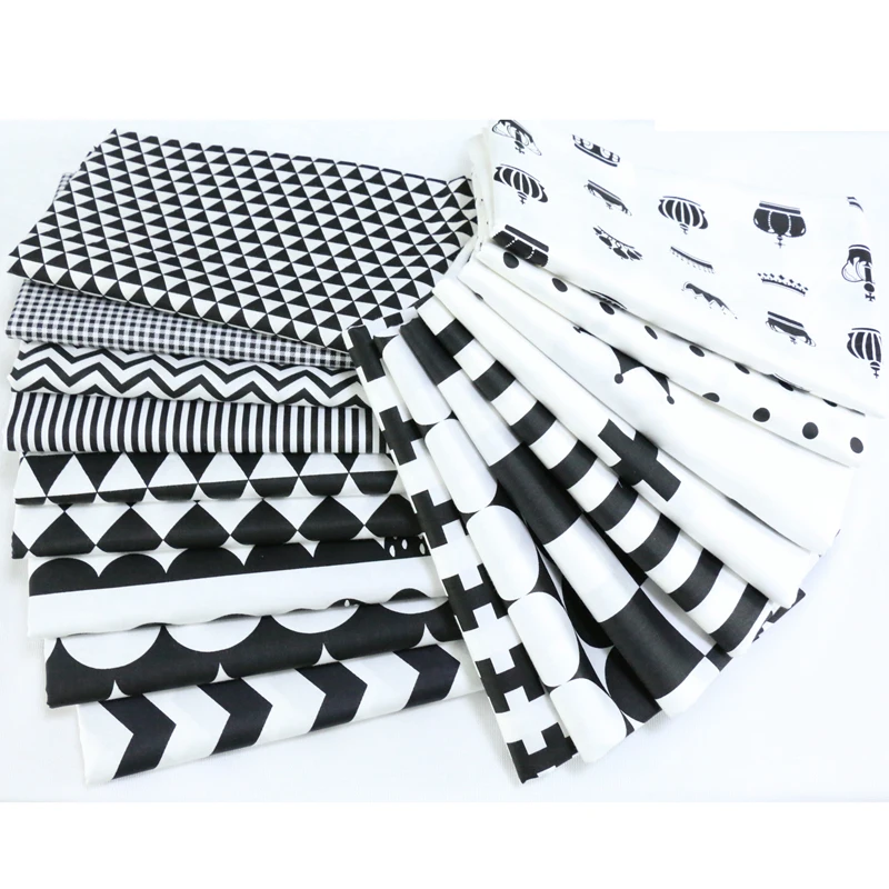 

Syunss Cotton Patchwork Fabric for DIY Sewing Craft Quilting Tissue Kids Bedding Textiles Tilda Doll Cloth Black White Style