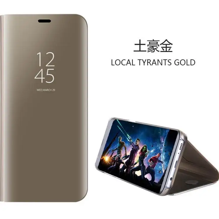 Роскошный флип чехол с подставкой для Samsung Galaxy Note 8 S9 S8 Plus S7 S6 edge умный зеркальный