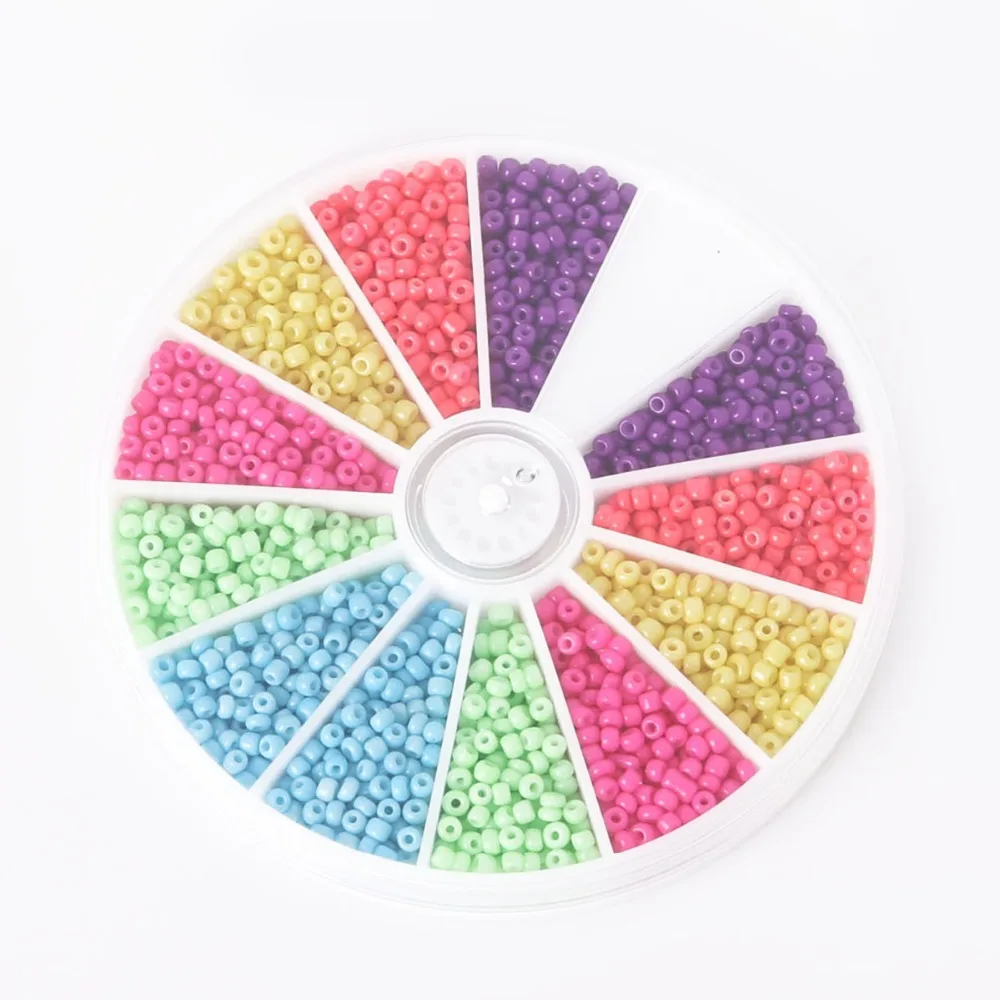 

hot - 2mm Mixed Solid Colors Glass Seed Beads Kit Loose Spacer Beads For DIY Jewelry Making approx 1000 pcs/set, BDH062-01