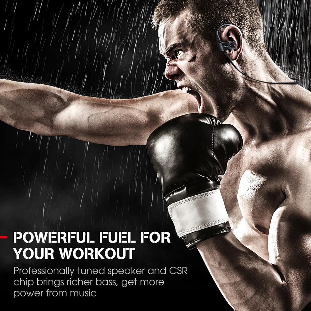 Mpow D8 Bluetooth 4.1 Wireless Earphone IPX7 Structural Waterproof Sport Headphones Sport Earphones With 9H Playing Time For Gym