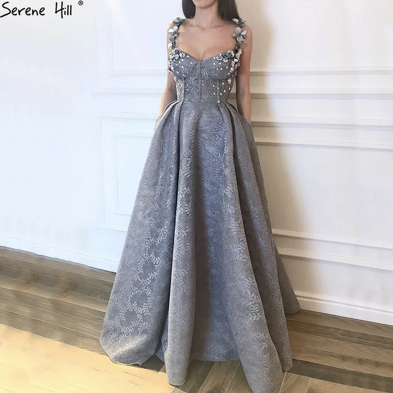 

Long Turkish Grey Lace Formal Evening Prom Party Gown Dress Lebanon Engagement Abiye Gowns Dresses Abendkleider 2019 BLA6539