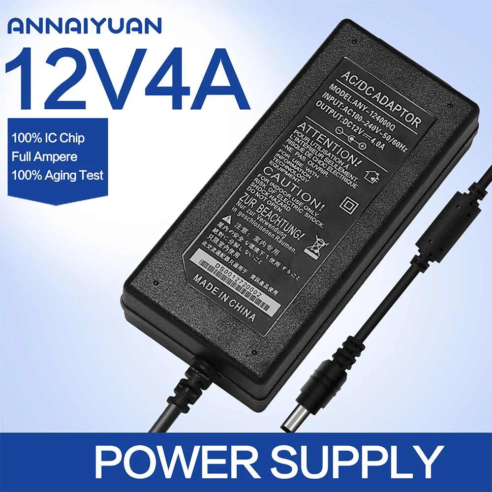 NIUKETAT DC 12V 4A 12V4A LED light power adapter LED Power Supply Adapter drive for 5050 3528