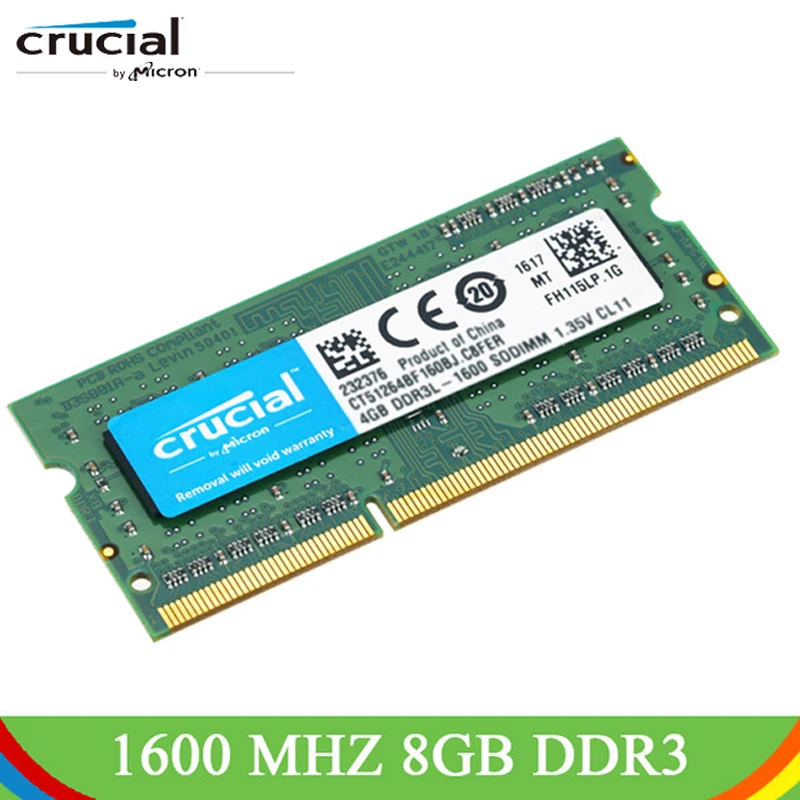 

Crucial RAMs DDR3 4GB/8GB 1600MHz 1.35V CL11 PC3-12800 204-Pin SODIMM Notebook Laptop Memory RAMS 8GB DDR3 Memoria RAMs