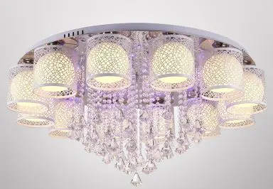 

Modern minimalist living room lamp led crystal wedding room warm and romantic bedroom lights round restaurant chandelier