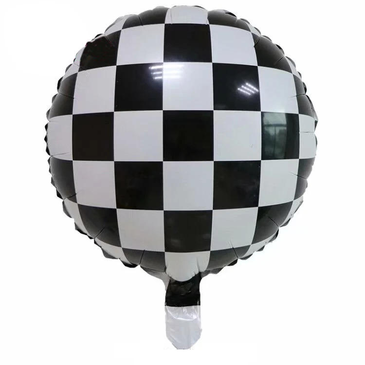 

1pcs/lot 18inch black white Chess Race flag Foil Balloon Cars baby gift balloon birthday party decoration helium Car Bar mall