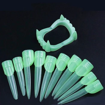 

1 Set Luminous Horrific Fun Clown Dress Vampire Teeth Fake Nails Halloween Party Dentures Props Zombie Devil Fangs Tooth