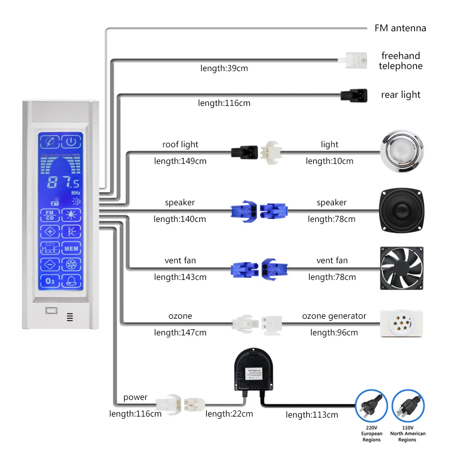 1 компл. Большой ЖК-дисплей FM радио регулятор душа комплект включает панель света воздушный канал для динамика вентиляторный трансформатор озона душевая кабина