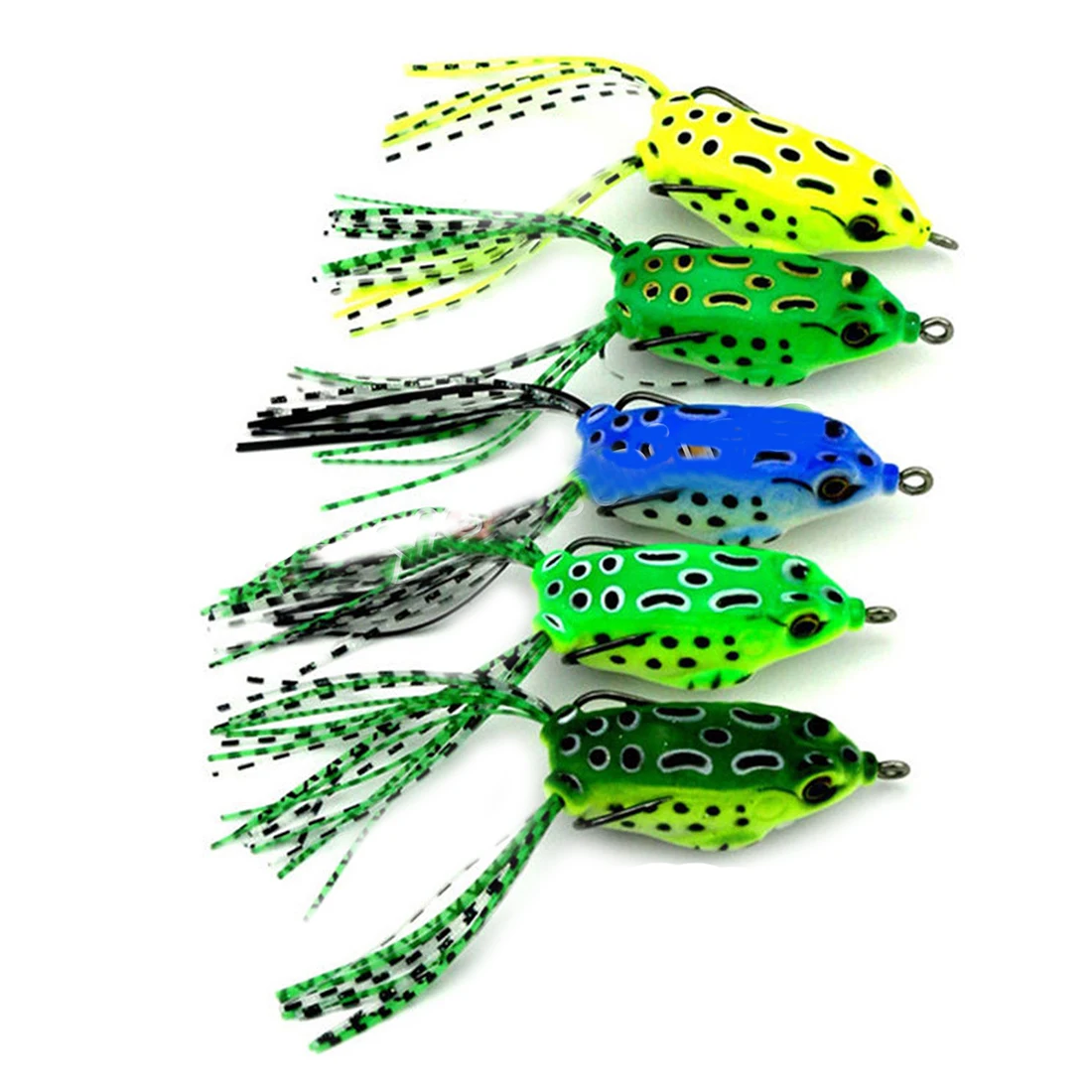 5PCS Large Frog Topwater Soft Fishing Lure Crankbait Hooks Bass Bait Tackle