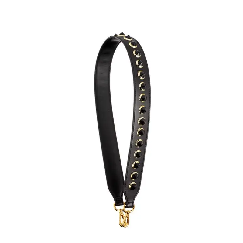 Colored Genuine Leather Shoulder Straps For Handbags Flower Rivet Leather Strap Handles Quality Replacement Bags Parts Strap
