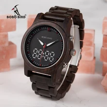 BOBO BIRD reloj para mujer цифровые часы, черные деревянные Мужские кварцевые наручные часы с двойным дисплеем, цифровые часы для мужчин