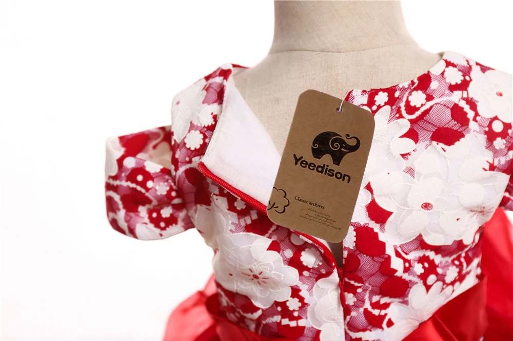2018 New Flower Princess Girls Dress Off Shoulder Wedding Party Kids Lace Dresses For Girls Big Bow Children Costumes 10 Years (7)