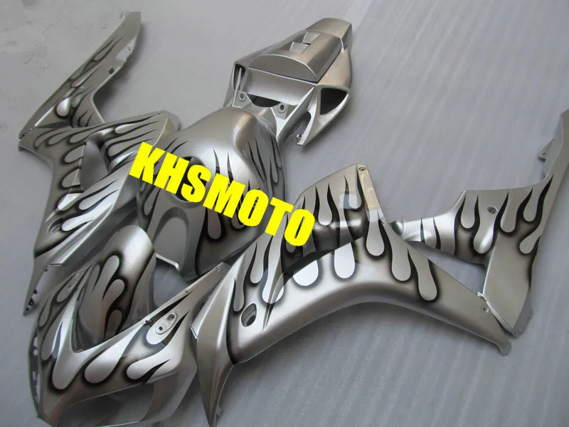 Мотоцикл обтекатель комплект для HONDA CBR1000RR 06 07 CBR 1000RR 2006 2007 CBR1000 ABS черный Пламя серебро Обтекатели набор+ подарки HK28
