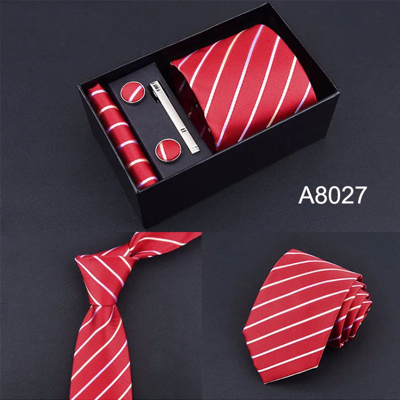 Подарочная коробка, 8 см, набор галстуков, дизайн, для мужчин, в клетку, в горошек, с узором пейсли, галстук, носовой платок, запонки, наборы, деловые, свадебные, вечерние галстуки