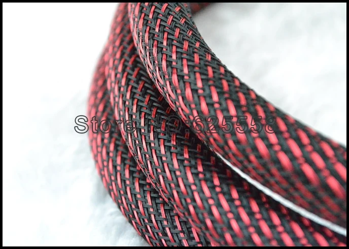 

10M 16MM Nylon Mesh Red+Black (SSS) Screen Braided Sleeving For DIY HIFI audio video cable wire