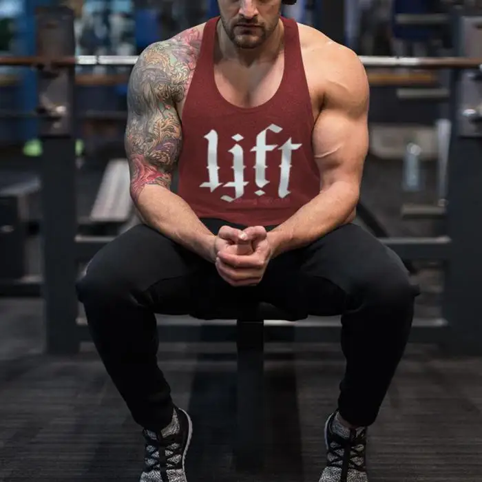 Men Sleeveless Bodybuilding Fitness Sport Muscle Vest Tank Tops Singlet for Summer XRQ88