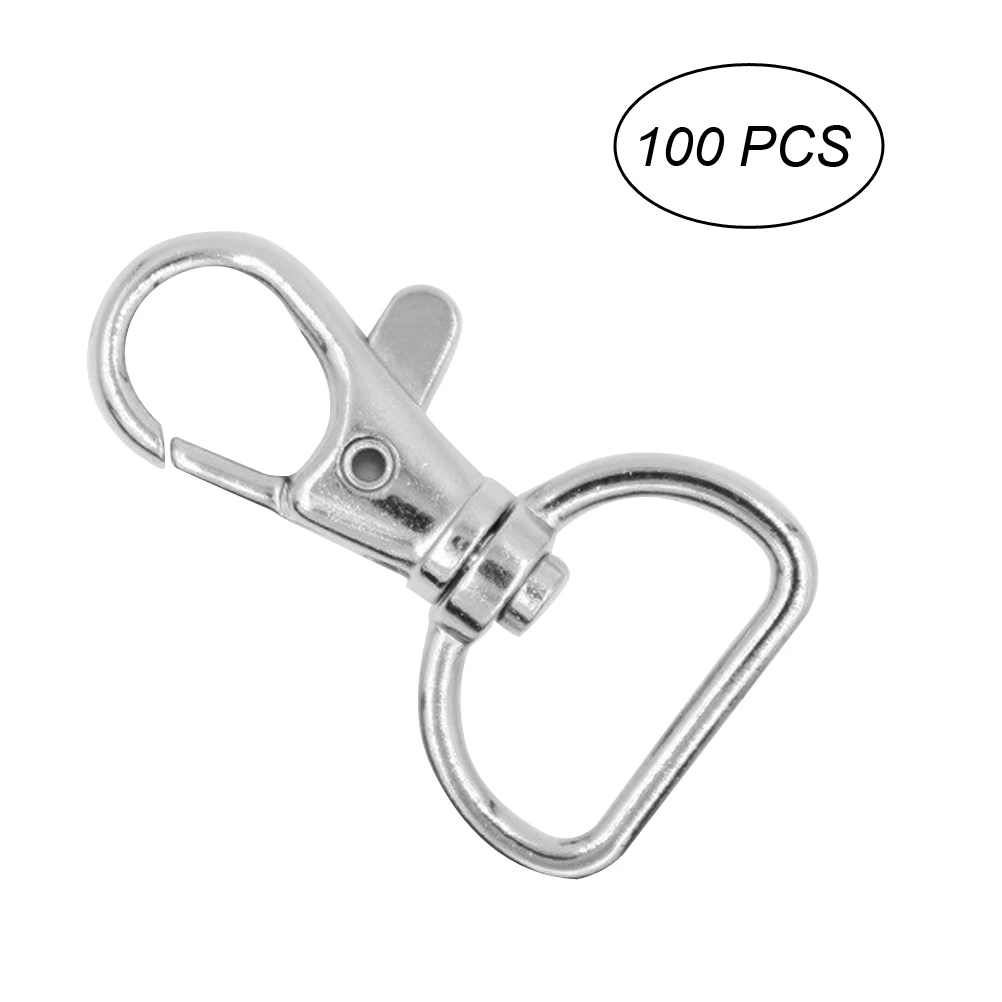 100 Pcs Keychain Hooks with Swivel D rings Heavy Duty Snap Lobster Claw