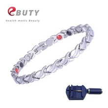 Браслет EBUTY из нержавеющей стали, покрытый серебром, энергетический магнитный терапевтический браслет, подарок для женщин с коробкой