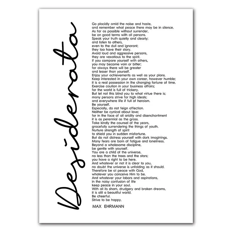 Desiderata Print Max Ehrmann Poem Bible Poster Decor Inspirational Word  Printable Wall Art Motivational Quote Canvas DecorHD2626 _ - AliExpress  Mobile