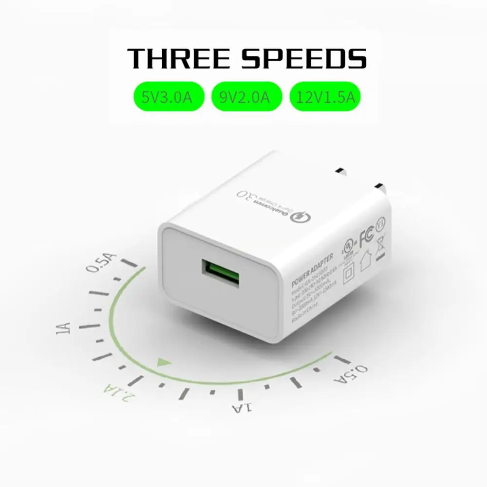 5 в 3A USB настенное зарядное устройство один порт QC3.0 быстрая зарядная станция Cube домашний дорожный разъем заменитель адаптера питания для телефона