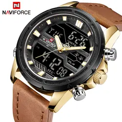 NAVIFORCE Топ Элитный бренд спортивные часы Для мужчин кожа цифровой кварцевые аналоговые часы Водонепроницаемый военные часы Relogios Masculinos