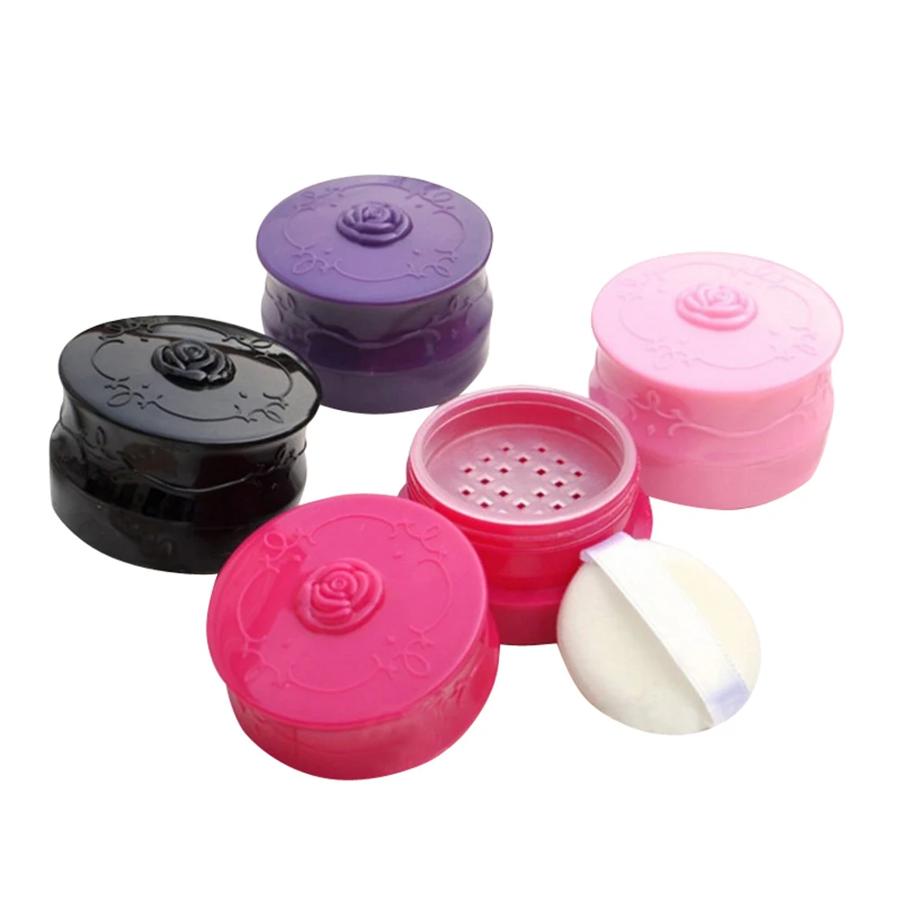 

New 10g Empty Loose Powder Box Jar With Grid Sifter Puff Flower Pattern Packing Beads Container Powdery Cake Box Cosmetic Case