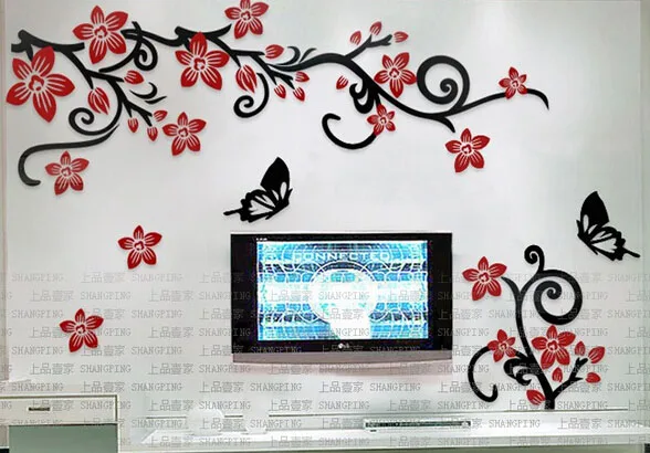 3D цветок Виноградная лоза акриловые настенные наклейки для гостиной спальни романтичные наклейки на стену дома DIY художественное украшение горячая распродажа - Цвет: Синий