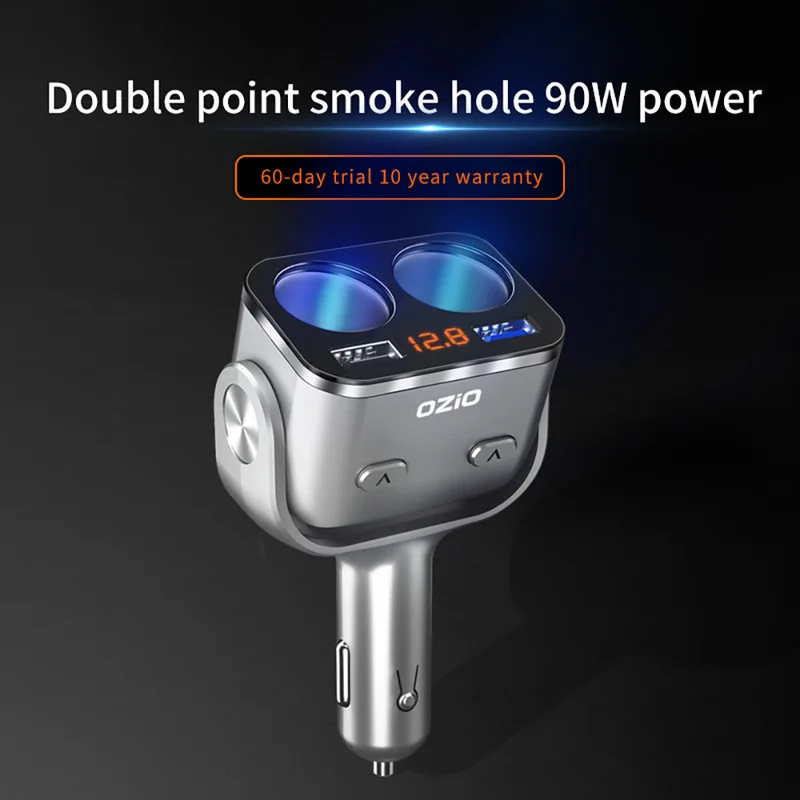 

Dual USB Car Cigarette Lighter Splitter Socket Adapter LED Voltage Monitor Car USB Plug Converter Accessories Auto Interior Part