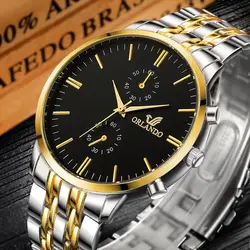 Для мужчин наручные часы для мужчин часы лучший бренд класса люкс Orlando модные часы нержавеющая сталь для мужчин часы для мужчин erkek коль saati