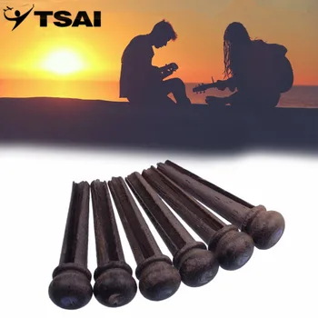 

TSAI 6 Pcs Folk Guitar Solid String Nails Cone Backbone Pressed Chord Violin Column Rose Wood Inlaid With Green Pearl Shell Dots