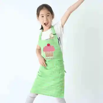 

children summer thin apron kids kitchen cooking milk tea coffee cake shop baking protective clothing logo print