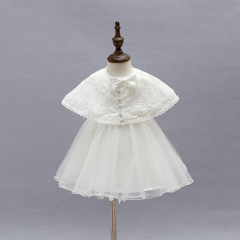 White as pic Белое платье без рукавов для новорожденных; платье для крещения; кружевное платье на крестины для маленьких девочек; платье для первого дня рождения; вечерние костюмы для младенцев - Цвет: White as pic