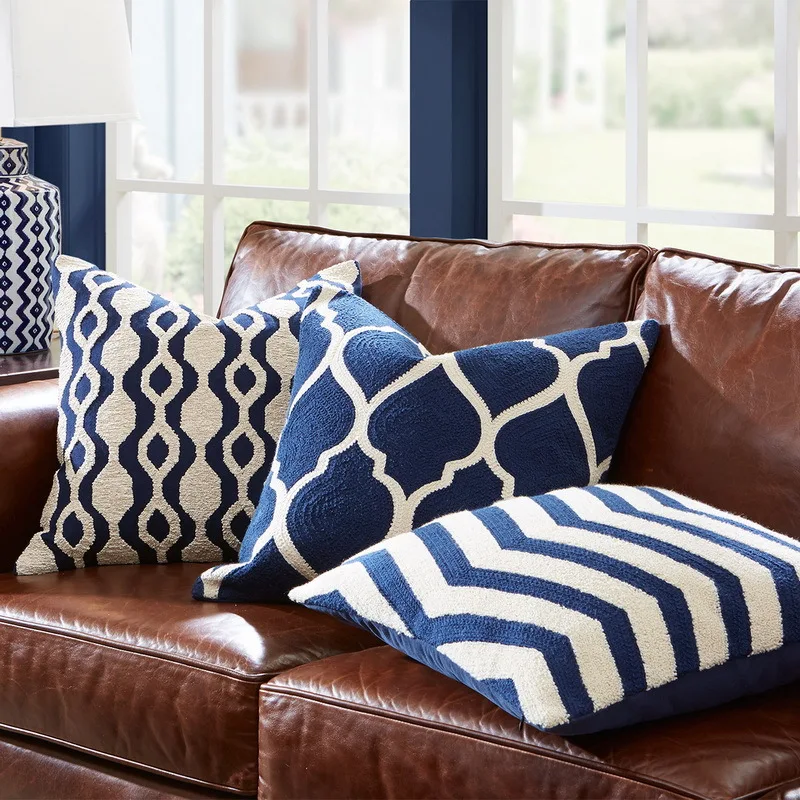 aa147t Dark Blue Cotton Canvas 3D Box Sofa Seat Cushion Cover*Custom Size*