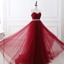 Robe de soriee 2019 элегантный Винный Цвет Сердце Бусины Sash платье для выпускного вечера цвет красного вина длинные Вечеринка платья женщин vestidos mae