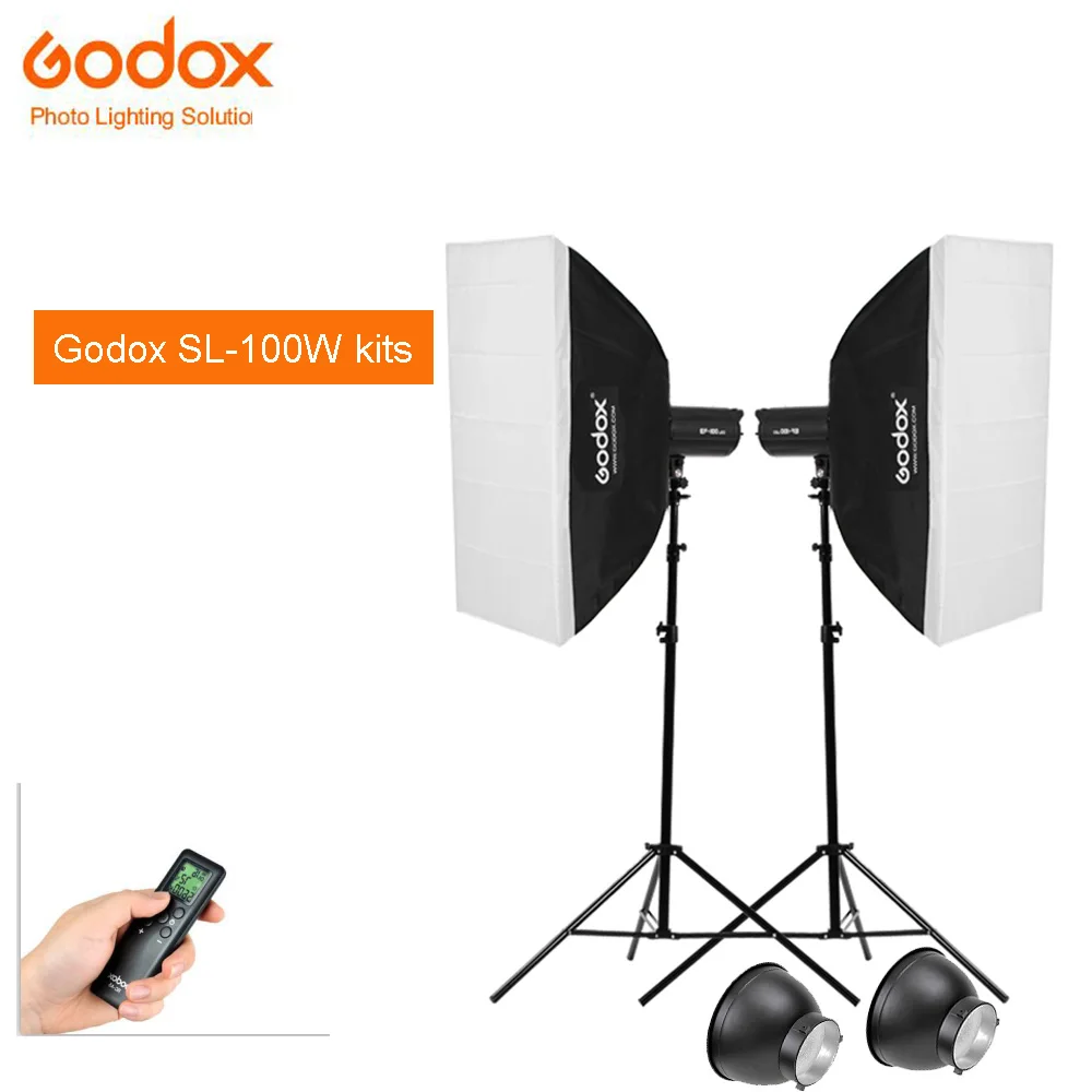 

Godox 2Pcs SL-100W LED Video Lights Kits Bowens Mount White Version Remote Control For Photography Camera DV Camcorder 5600K