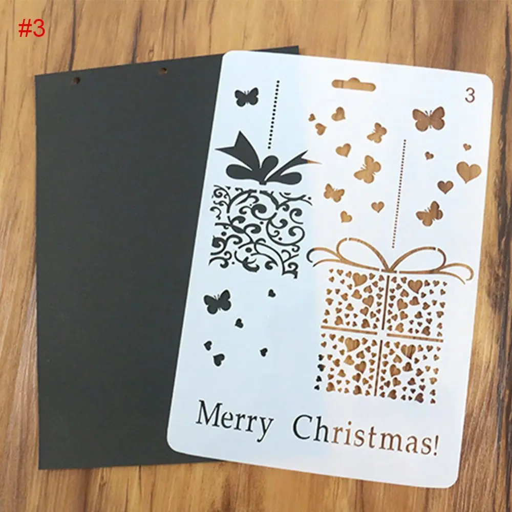 

1Pc Happy New Year Christmas Theme Painting Template Journal Stencil Set Xmas Gifts Scrapbooking DIY Cards