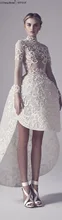 Neue Ankunft Vintage Ashi Studio Crew Oansatz Embrodery Satin asymmetrische Abendkleider 2016 heißer Verkauf Spezielle Charming vestidos