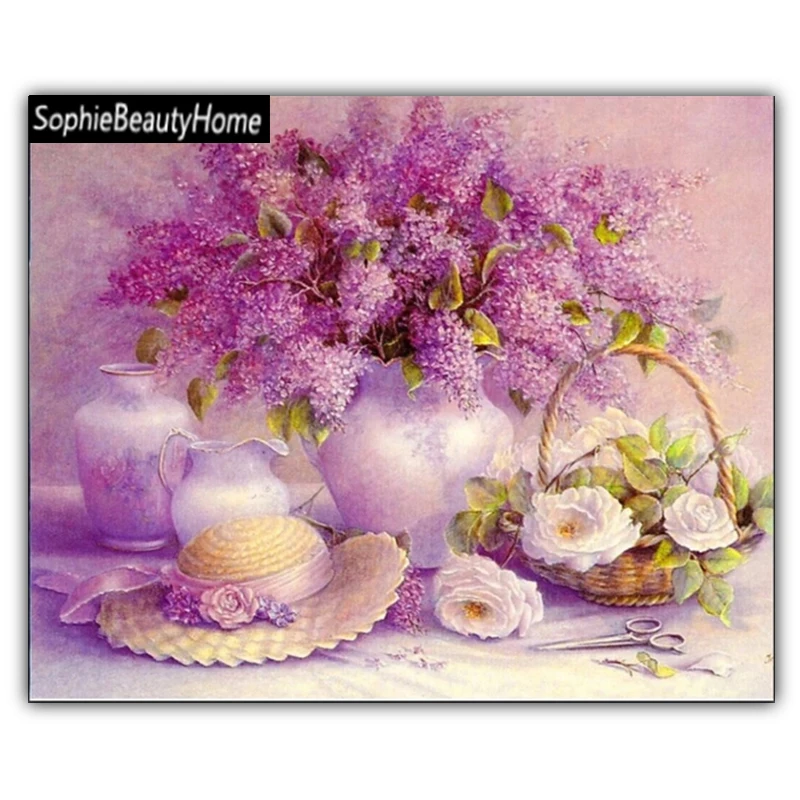 

Sophie beauty home 5D Diamond Cross stitch DIY crystal flower embroidery full diamond mosaic