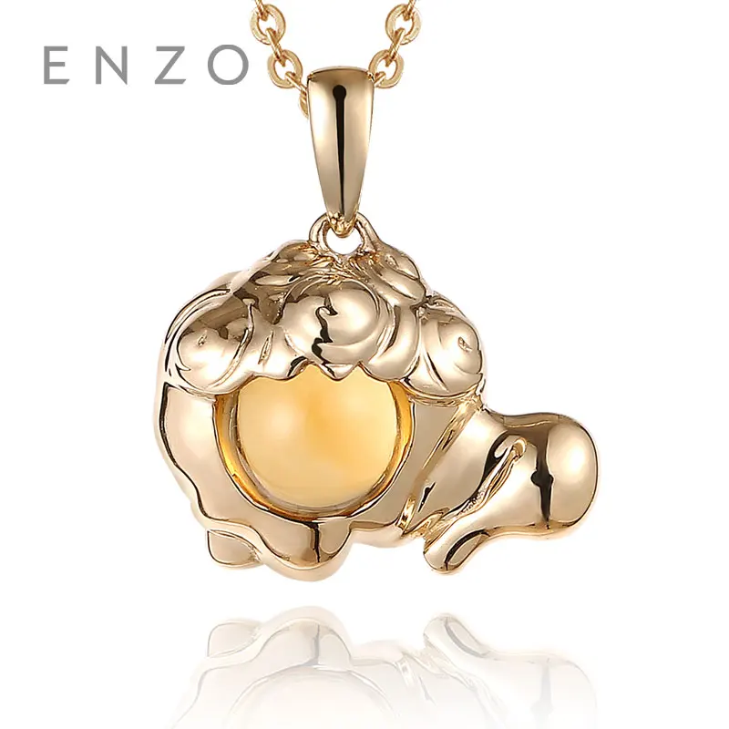 

ENZO 12 Zodiac Necklace Pendant Natural Colourful Crystal With 9K Gold Fashionable Gemstones Constellation Leo Charms