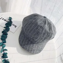 Весенние мягкие газетные кепки для сестер женская шляпа ретро шляпы в полоску восьмиугольный берет дикая газетная шапка бутон Lei