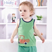 I-baby/одежда для малышей футболка для новорожденных футболки из хлопка для мальчиков и девочек, детские футболки без рукавов с рисунками, одежда с зелеными рисунками