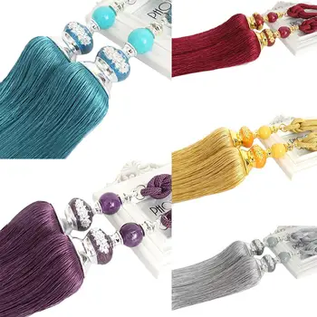 

1pair Polyester Ball Strap Crystal Tie back Tassel Curtain Tieback Window Accessories Curtain Clips Yellow high quality 40P