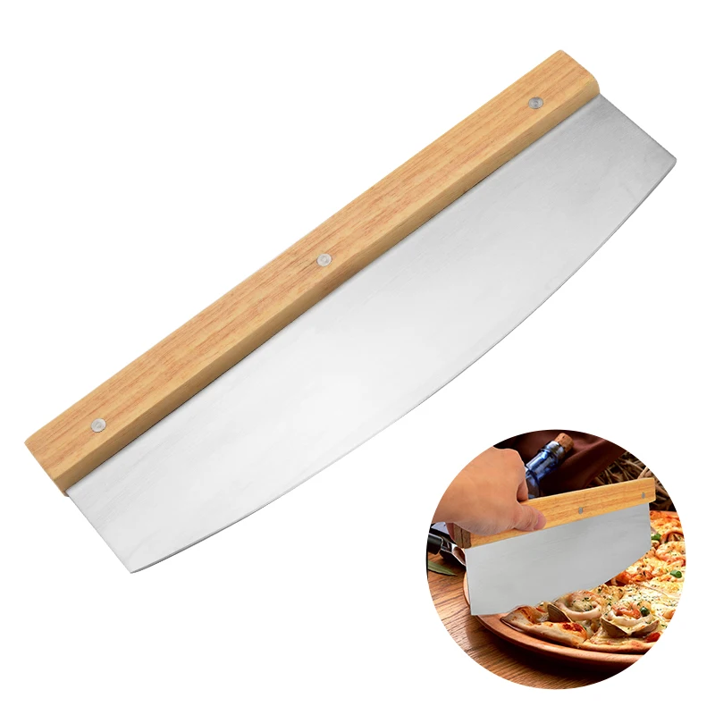 Buy 1Pc Half moon Shape Pizza Cutter with Wood Handle