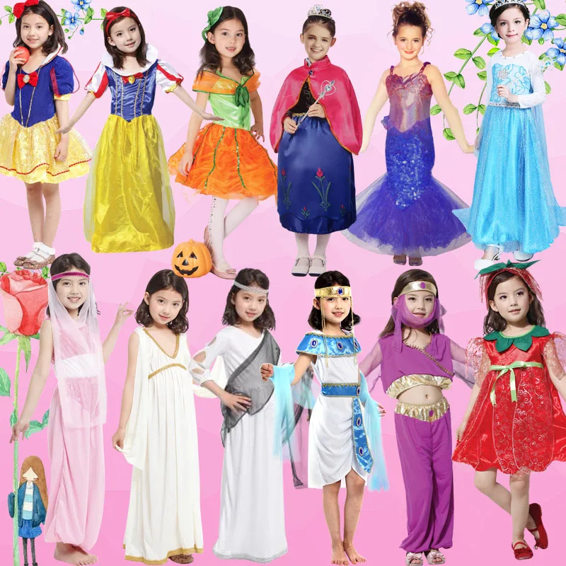 

Costumes for Halloween cosplay costumes children's snow Arab princess dresses girl Anna mermaid dress