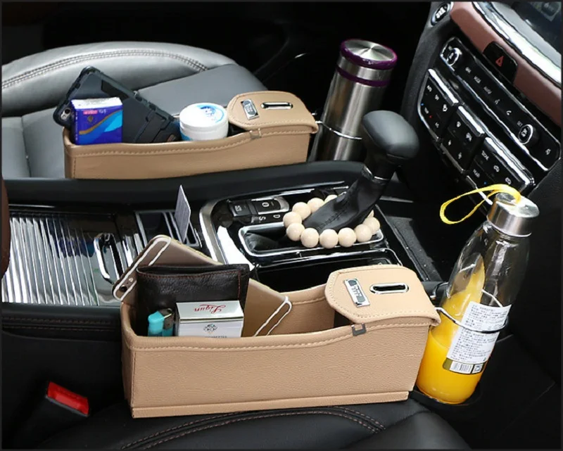 

1pc/lot Car Seat Gap Leather Storage Box Coin Cell Phone Wallet Key Storage Bag Cup Holder Seat Slit Storage Box