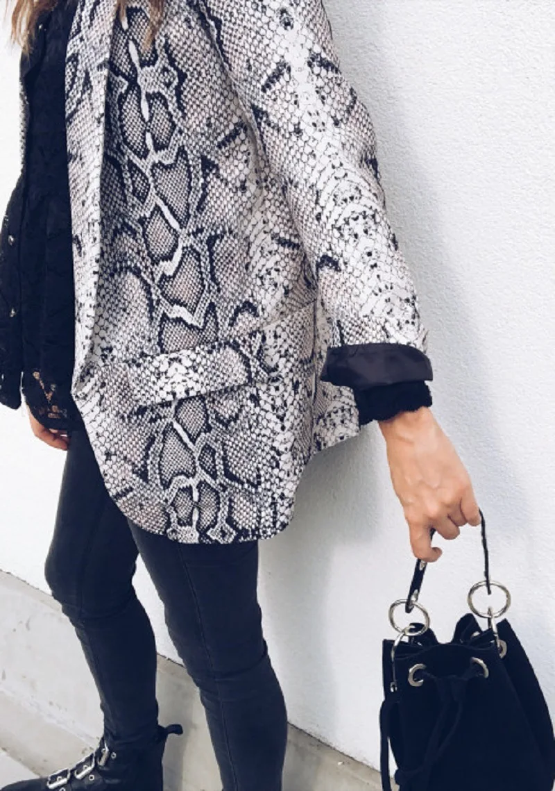 Mr.nut new fashion street trend suit jacket snake skin ladies jacket plaid print casual suit